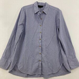 HATCH Size 1 or US Small Blue Striped Maternity Classic Button Down Preppy